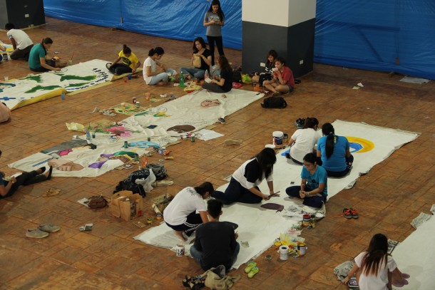 Participants showcased their talents at the Arrupe Hall for the Banner making contest. Photo by Aivy Rose Villarba