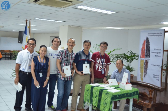 Dr. Renante Pilapil (last at the right) with members of various schools and organizations during the launching of his book entitled Recognition: Examining Identity Struggles. Photo by Kent Matthew Te.
