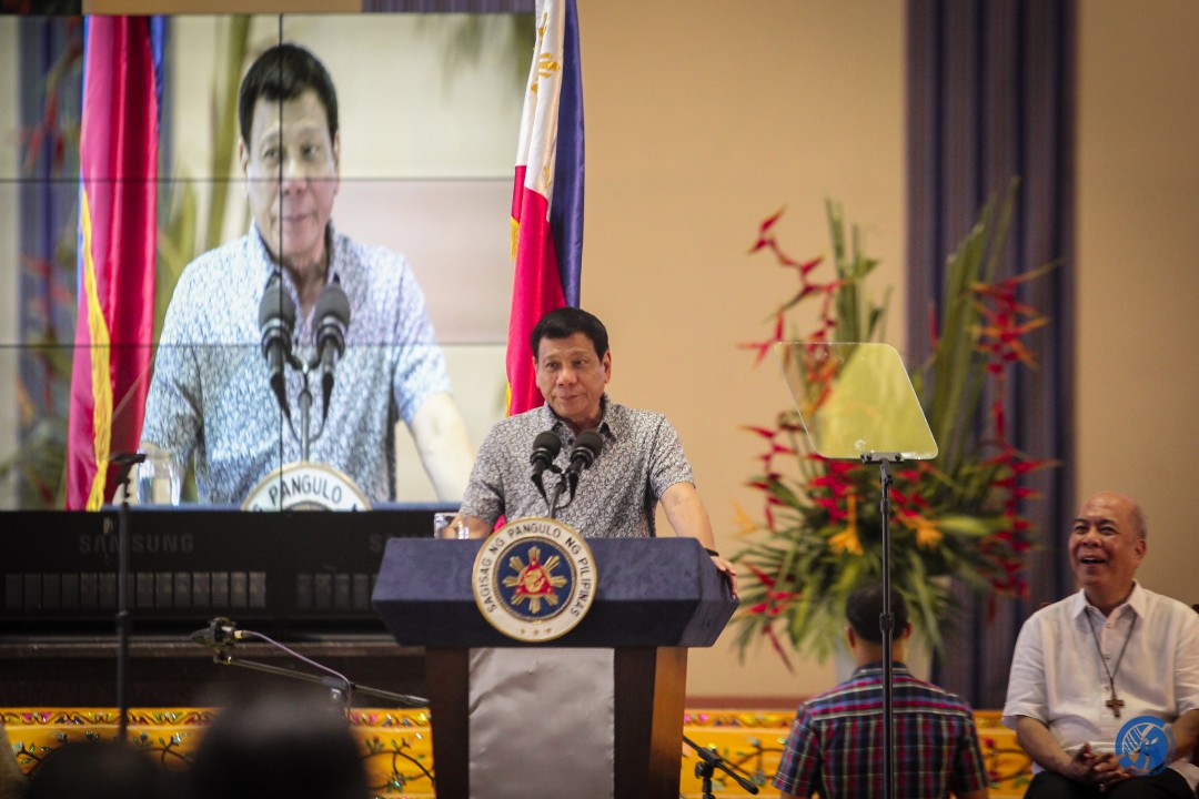 President Rodrigo Duterte giving a speech during the OYA Mindanaw: State of the Environment Mindanao Day