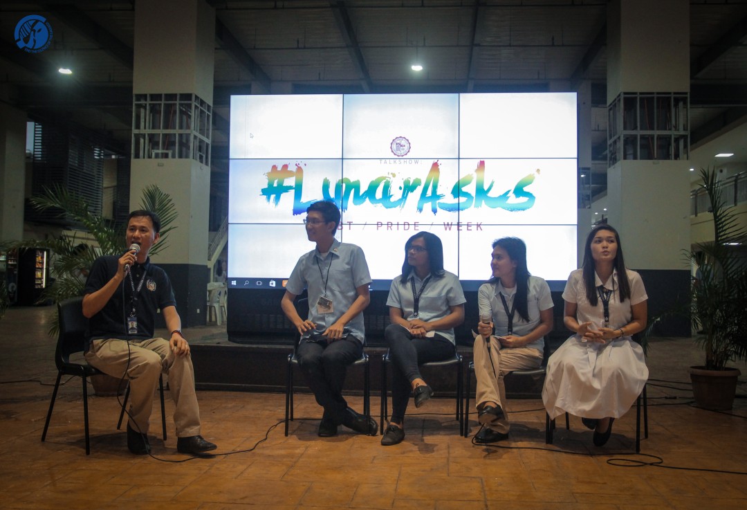 With Lunar Fayloga as the host of the talk show, students from the university cater questions from the audience, and share personal experiences as members of the LGBT community. Photo by Hannah Lou Balladares