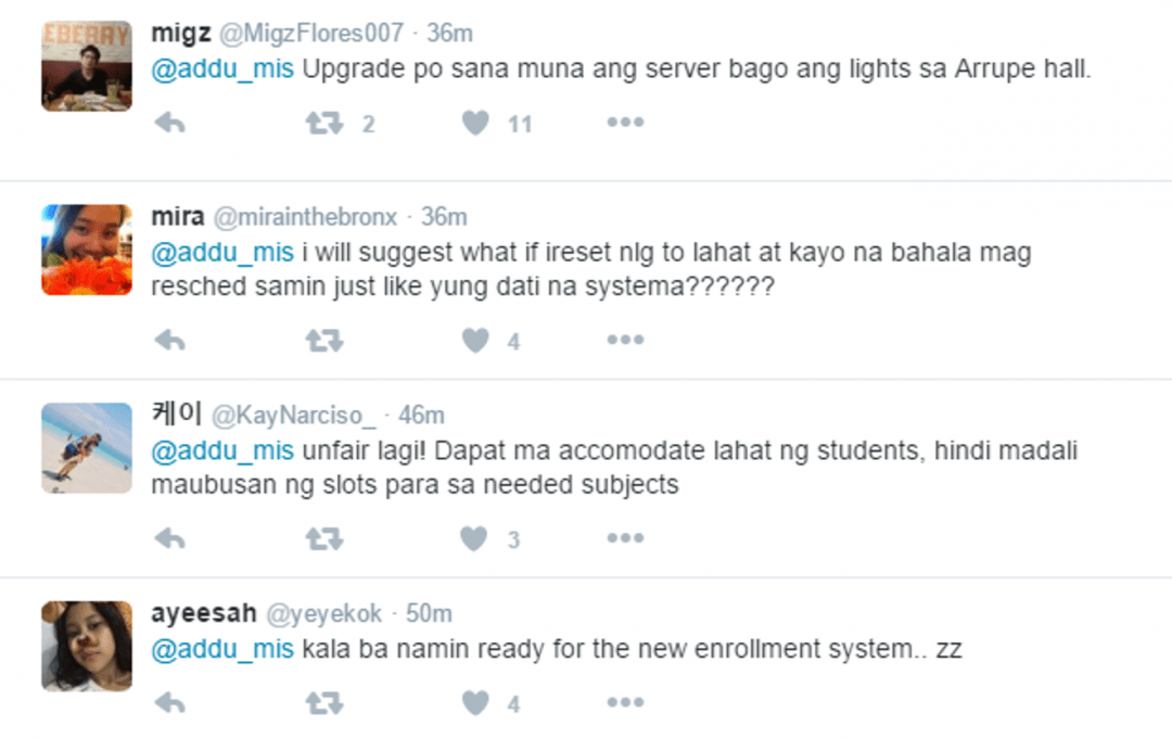 Students expressed their disappointment over the new enrollment scheme and the website's malfunctioning. Screengrab from Twitter