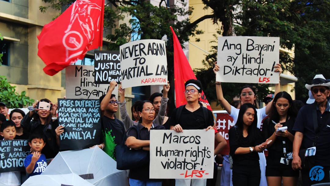 Members of progressive groups and students from different universities unite in the nationwide condemnation of the Marcos burial. Photo by Christian Dale Espartero