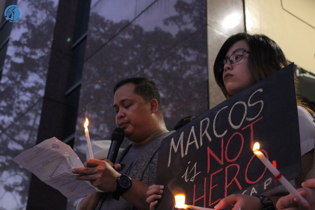 Students and administrators against the secretive Marcos burial. Photo by Alexis Matthew Reyes